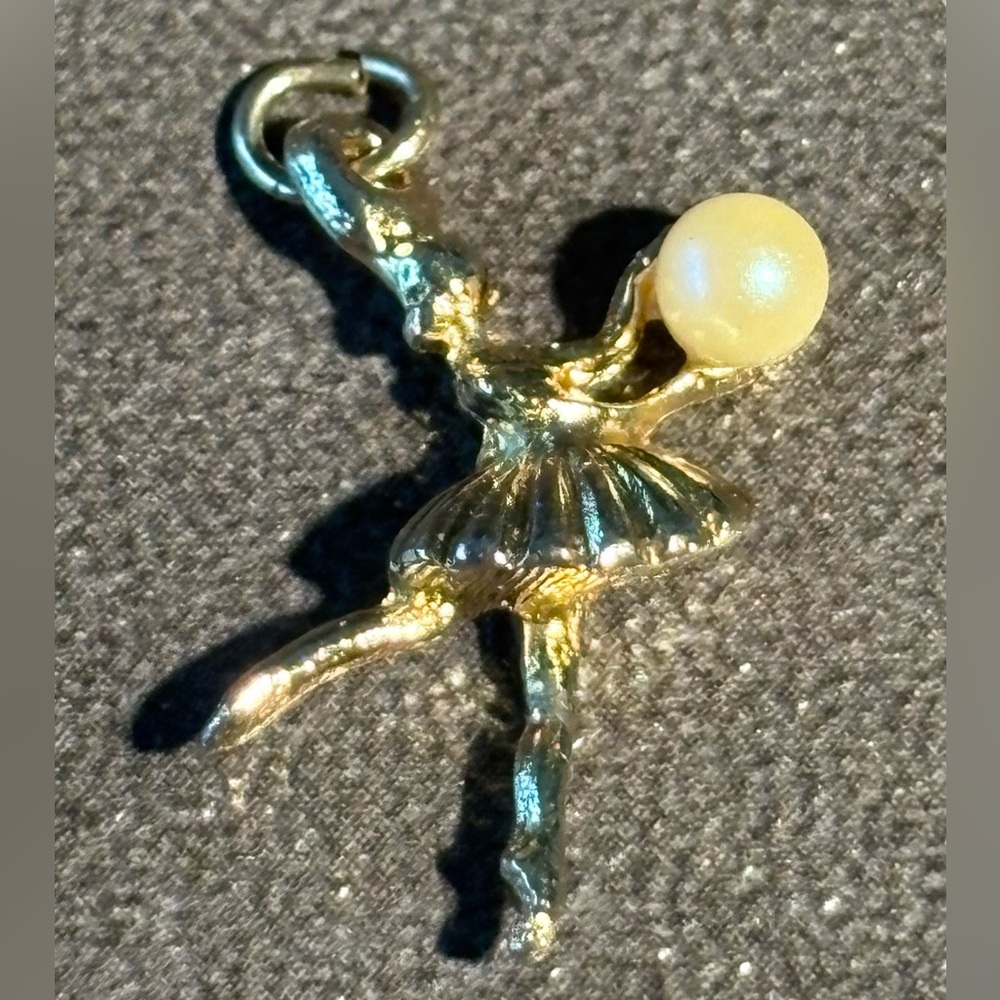 Ballerina Necklace Pendant, Gold toned